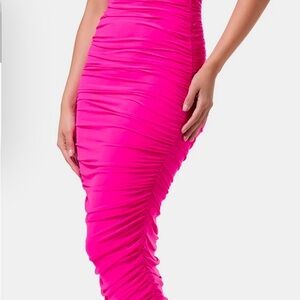 Vibrant Pink Ruched Dress